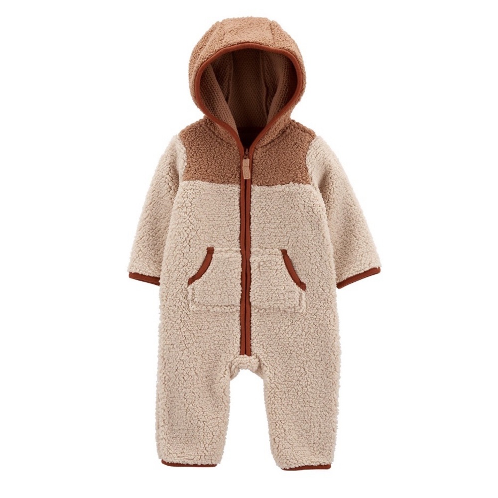 CARTER’S Baby Boy Zip Hooded Fuzzy Coverall Jumpsuit Size 24m